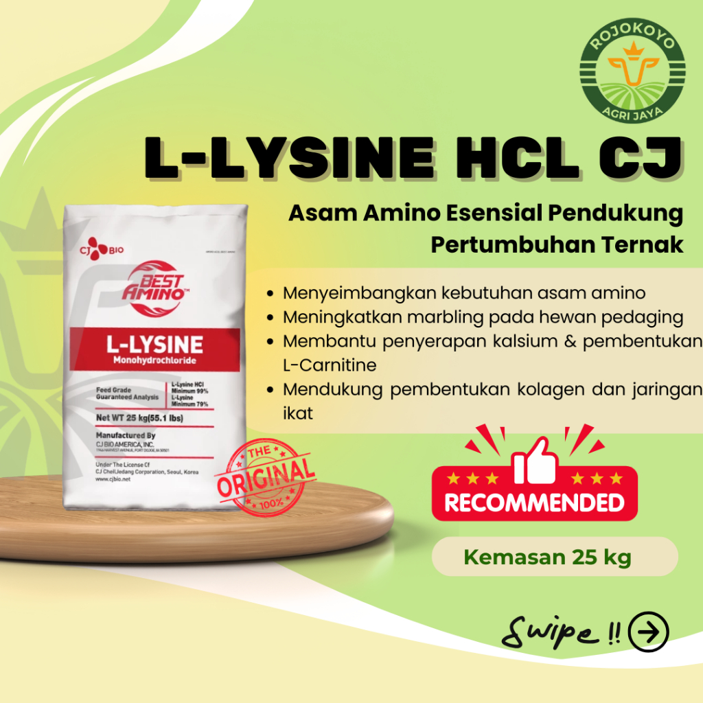 L-Lysine 25 kg - Suplemen Asam Amino untuk Penambah Berat Badan Hewan Ternak