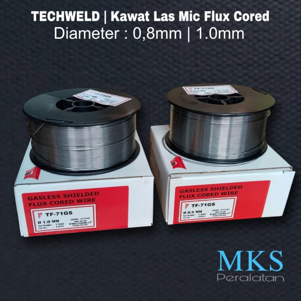 TECHWELD | Kawat Las MIG 0.8mm - 1.0mm | Kawat Las Roll Flux Core Kemasan 1 Kg