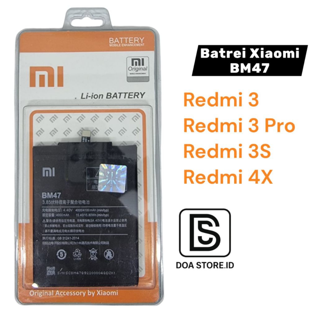 BATREI XIAOMI BM47 , BATREI XIAOMI REDMI 3 / 3 PRO / 3S / 4X