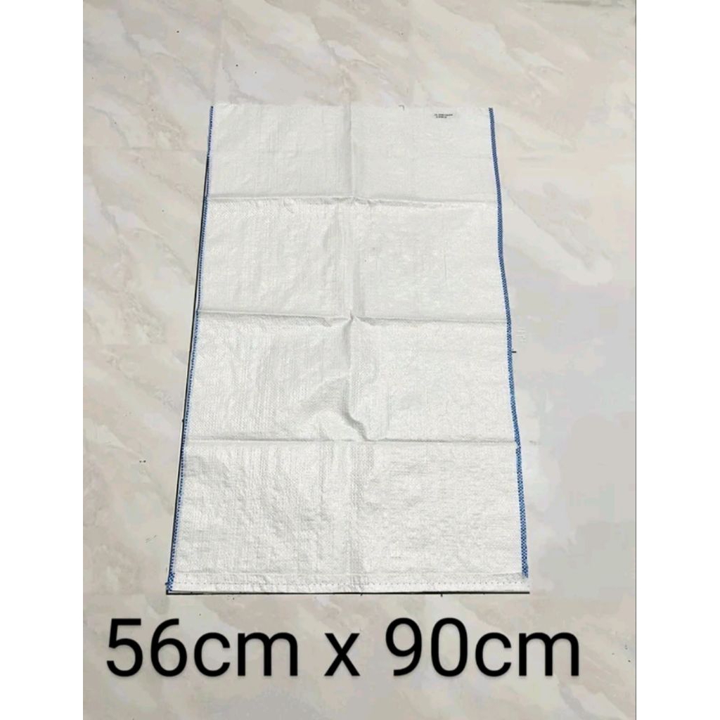 Karung Plastik 50 Kg - 56 x 90 cm, Warna Putih Polos, Tahan 50 Kg, Ukuran Besar