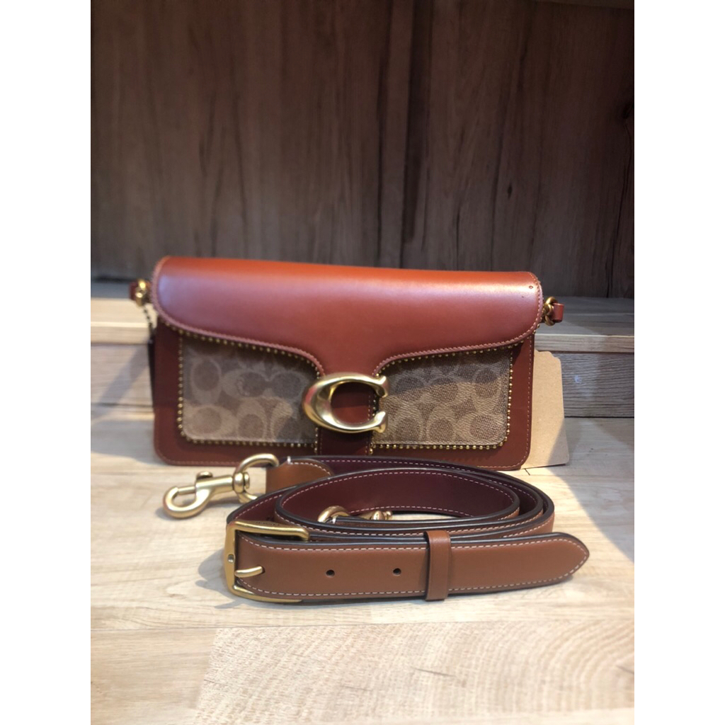 TAS COACH TABBY CHAIN CLUTCH SIGNATURE BROWN