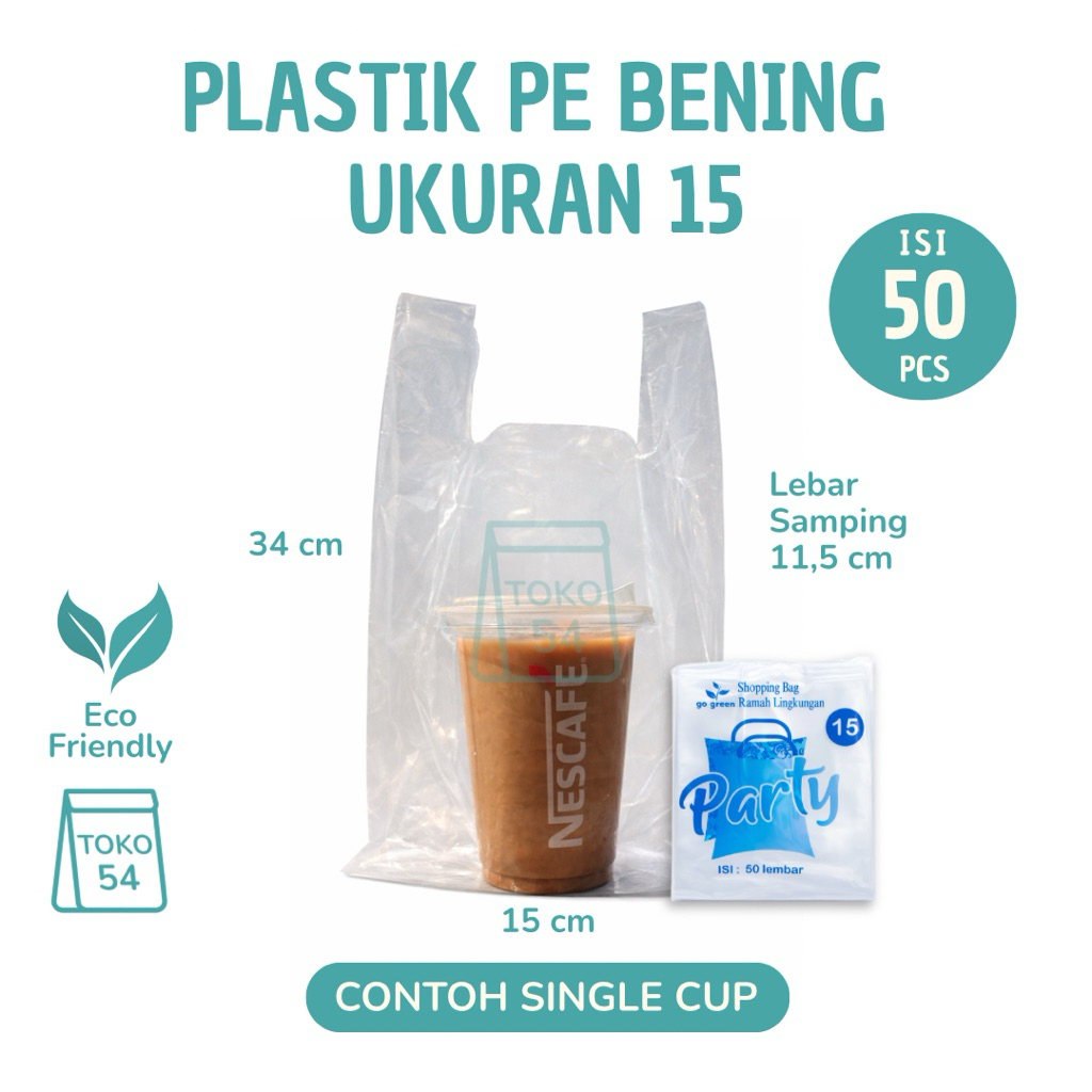 Kantong Plastik Kresek PE Bening | Ukuran 15 | Isi 50 lembar