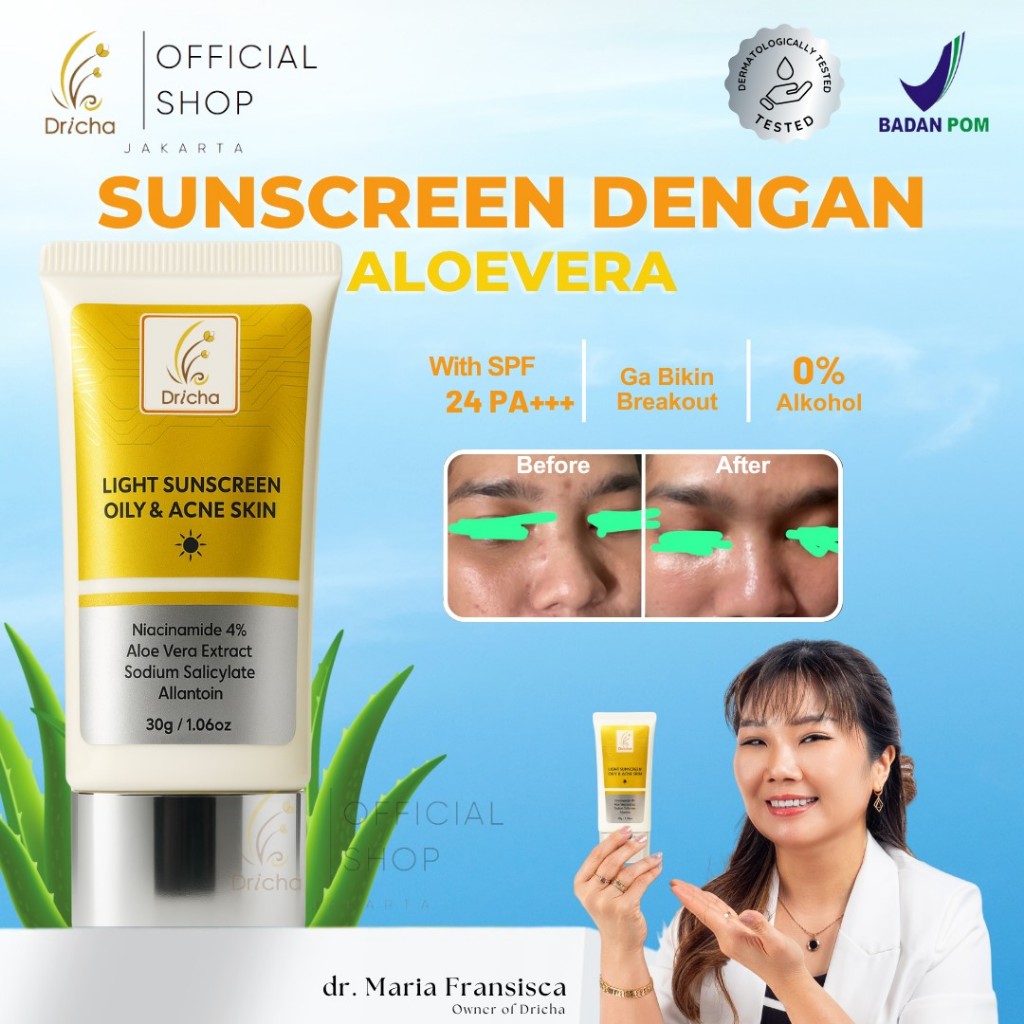 DRICHA LIGHT SUNSCREEN 30gram (Oily & Acne Skin)