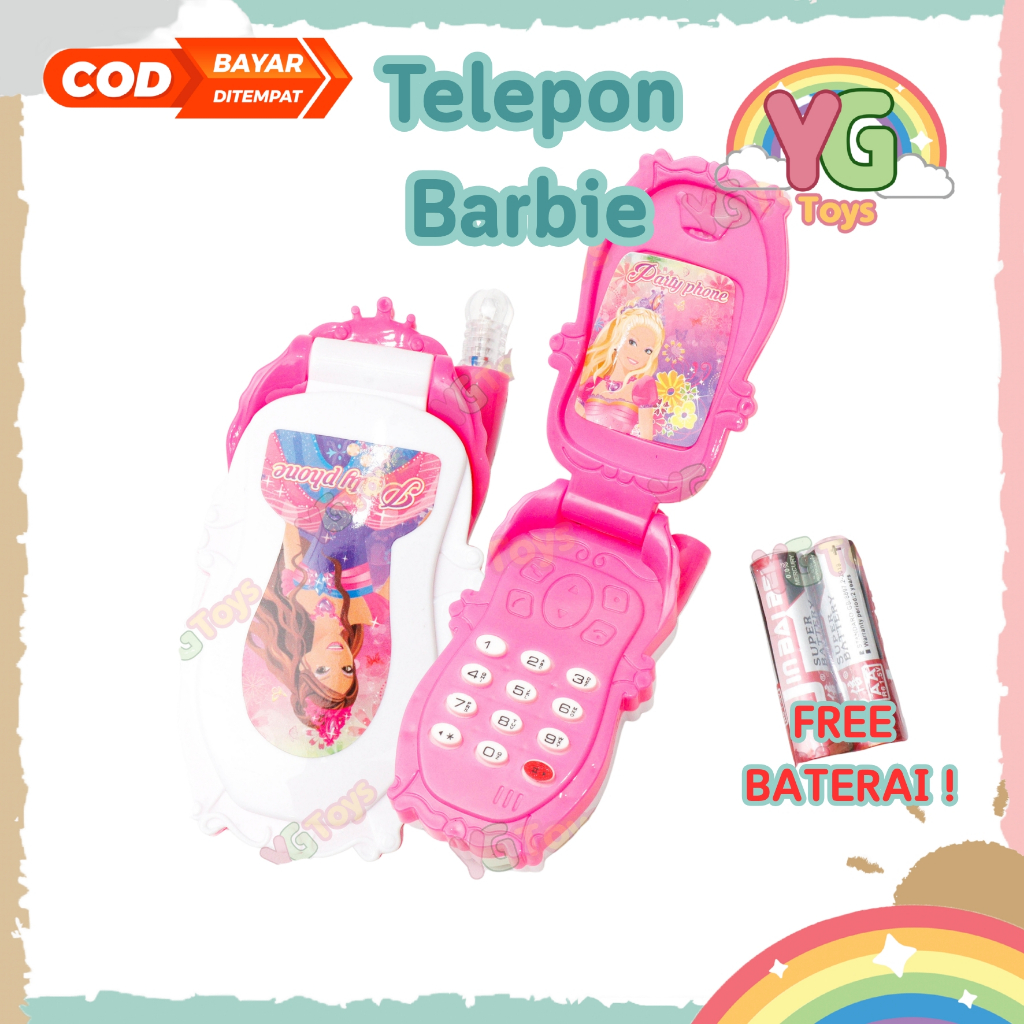 YGtoys Mainan Handphone HP Lipat Suara dan Lampu Telpon Telepon Pink Edukasi Anak Perempuan Laki Lak