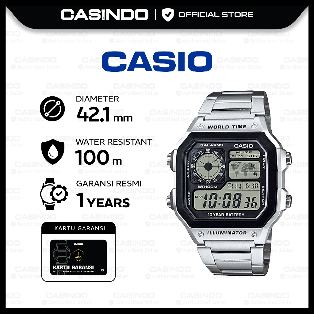 CASIO Jam Tangan Pria Digital AE-1200WHD-1AVDF