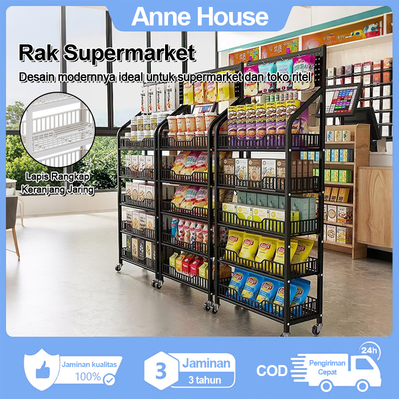 Anne House. Rak Chiki Serbaguna Rak Gawang Sembako 5 Dan 4 Rak Toko Jajan Rak Troli Rak Besi Rak dis