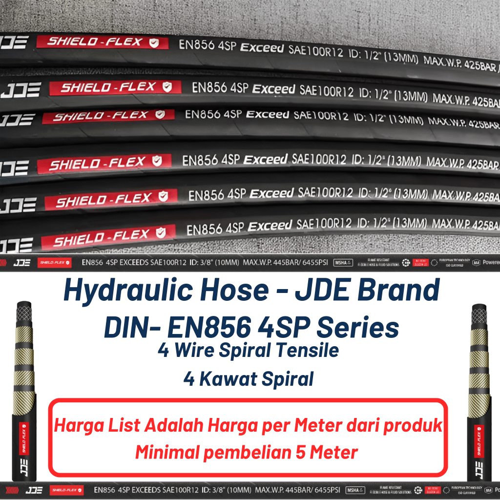 Hydraulic Hose DIN-EN856-4SP ( Size 3/8" - 5/8" ) / Harga Ecer  Per Meter / Hose Hidrolik 4 Kawat / 