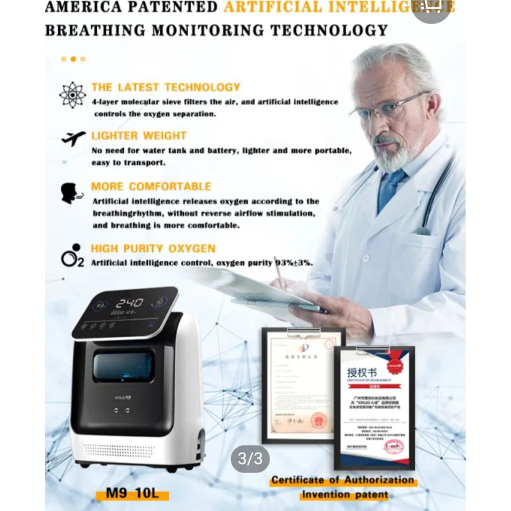 Oxygen Concentrator M9 XNUO breath AI 10L