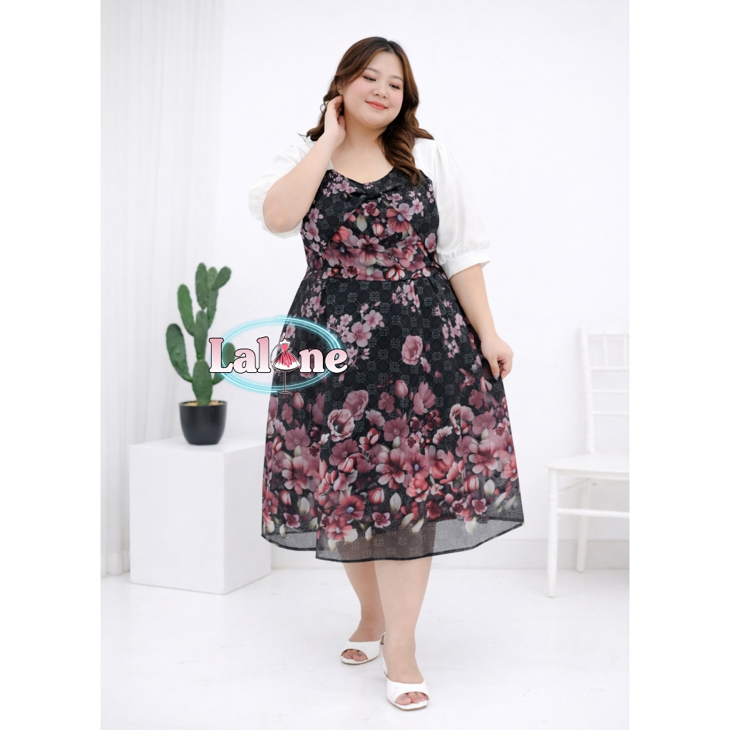 Jumbo Dress Wanita Kekinian Terbaru Pakaian Wanita Bigsize XXXL Gaun Pesta Kondangan Jumbo Amasha