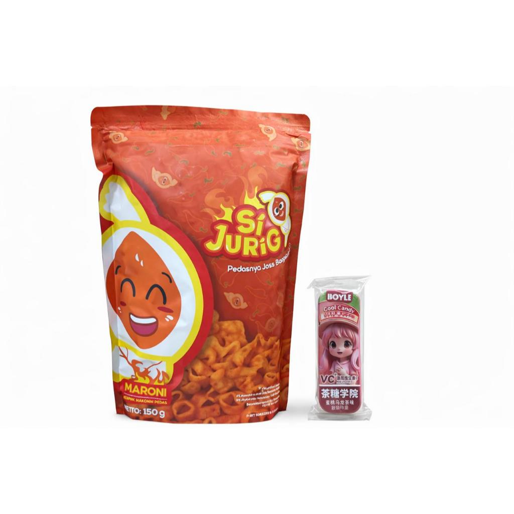 Paket Bundling Macaroni Sambel Geprek Si Jurig dan Permen Rasa Peach