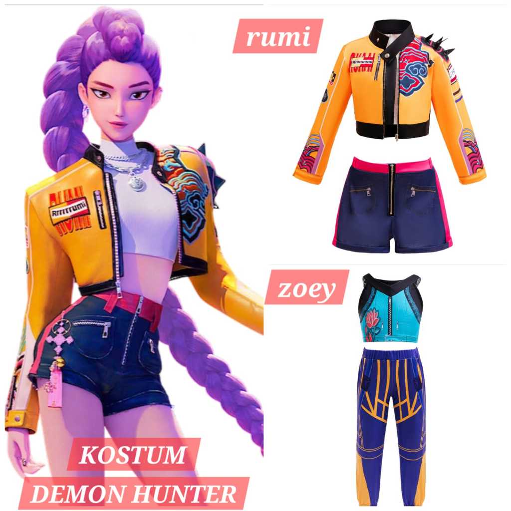 MILANBERRY KOSTUM KPOP DEMON HUNTER COSPLAY ANAK HALLOWEEN KARAKTER ANIME