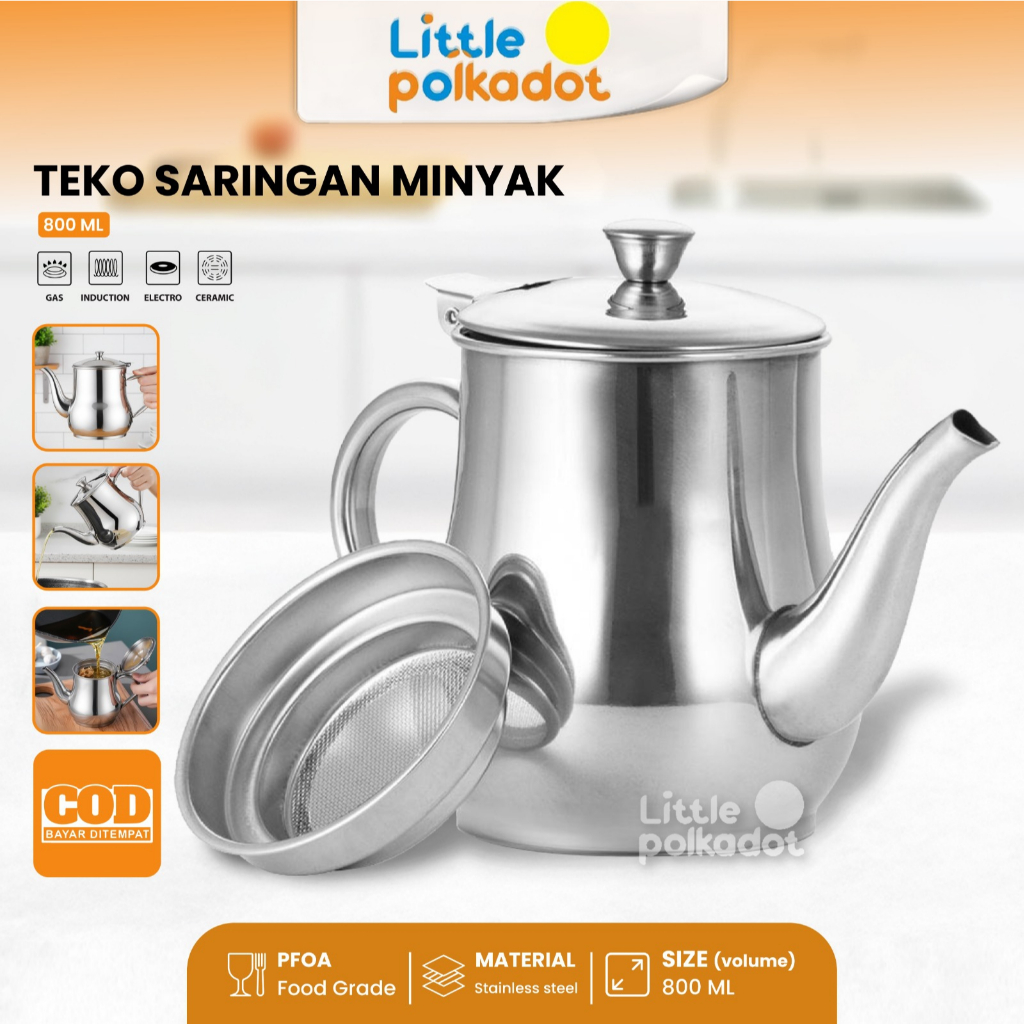 Littlepolkadot 800ml Teko Saringan Teko Penyaringan Minyak/Teko saringan minyak/ Gelas Teko Teko Air