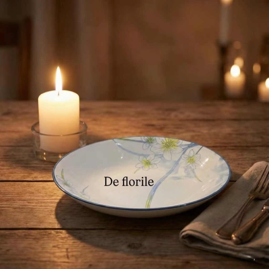 aneka bijian piring keramik aesthetic motif bunga cantik