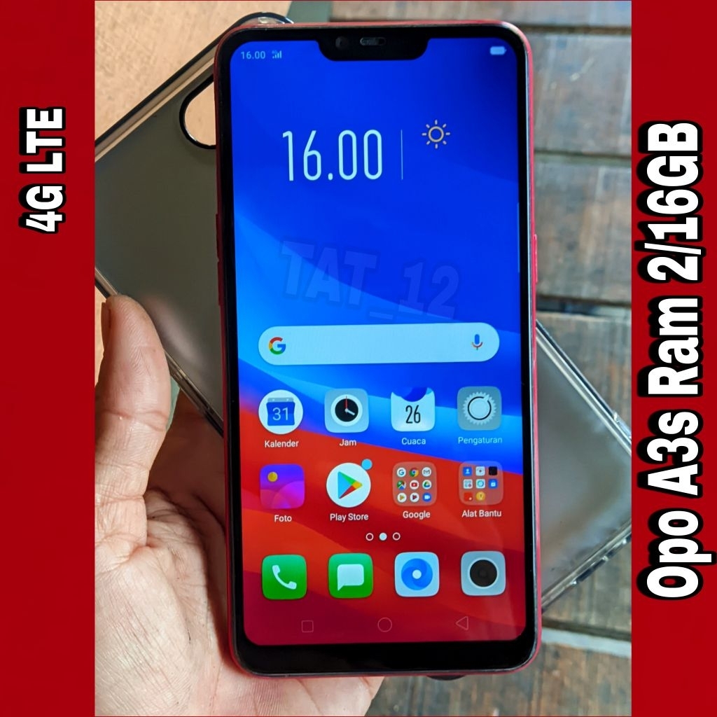 Opo A3s Ram 2GB Internal 16GB Sinyal 4G (LTE) Second Original Resmi Siap Pakai Normal Berkualitas Da