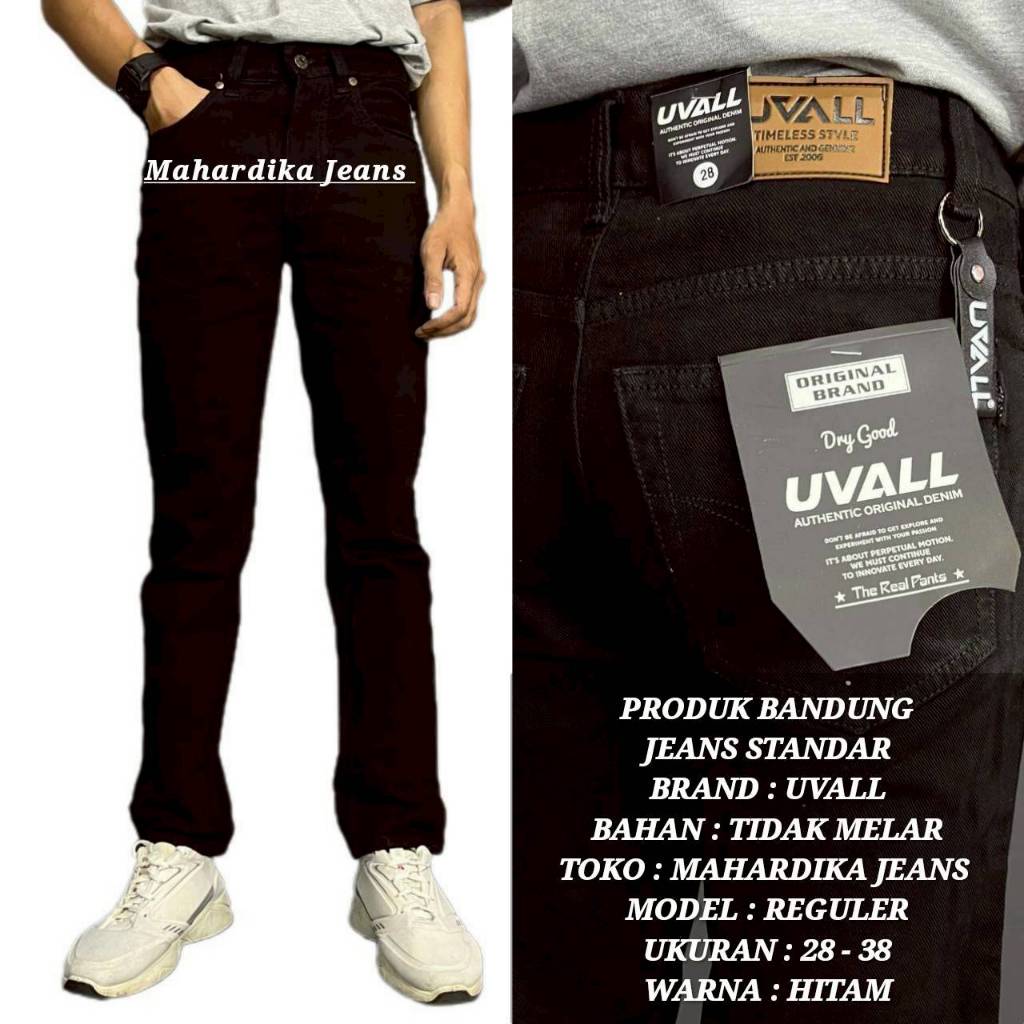 UVALL - Celana Jeans Panjang Pria Standar Reguler