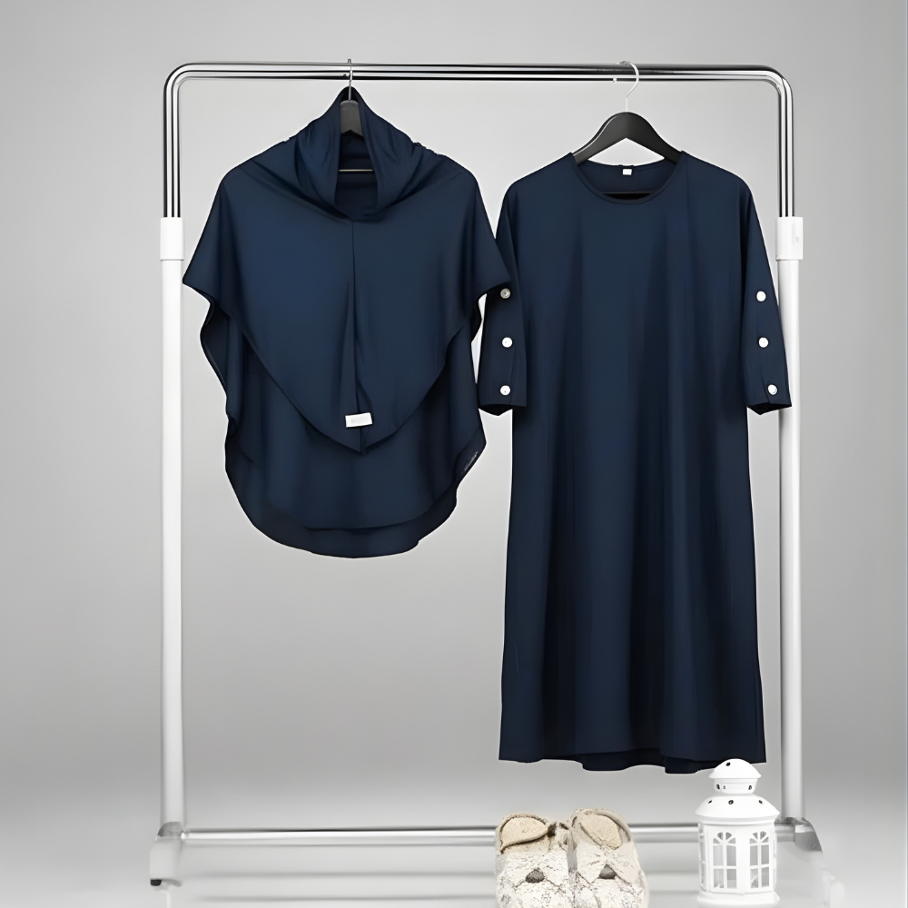 Setelan Gamis Anak Perempuan Abaya Navy Umur 3 10 Tahun