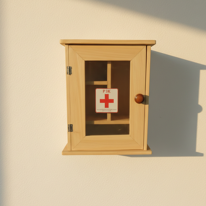 Kotak P3K Kayu Besar 30x11x38 cm - Box Obat Plywood Dinding - Tempat P3K Estetik