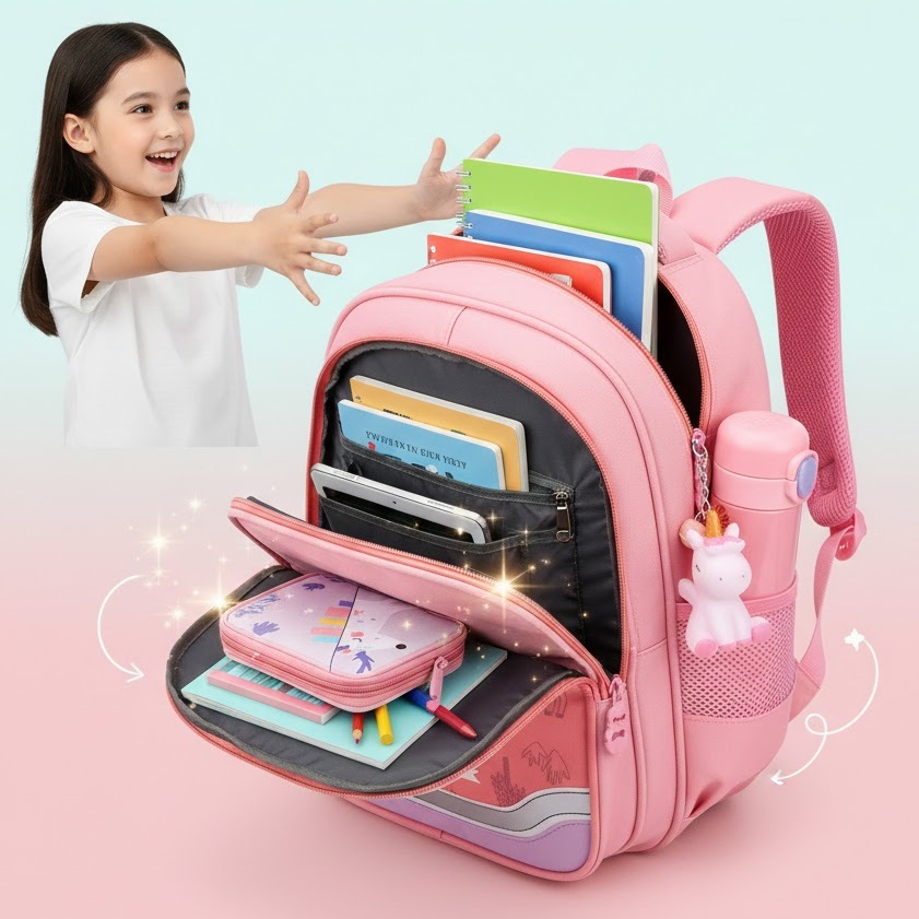 510# Tas Ransel Sekolah Anak Unicorn Dinosaurus Tas Sekolah Kapasitas Besar
