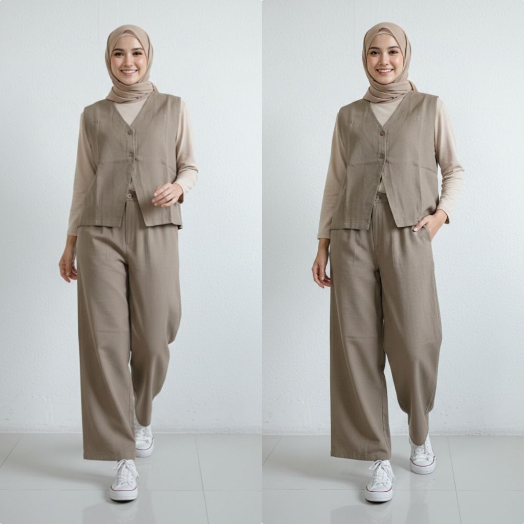 Kanaya set 3 in 1 Set rompi celana Outfit kerja Oneset rompi wanita terbaru