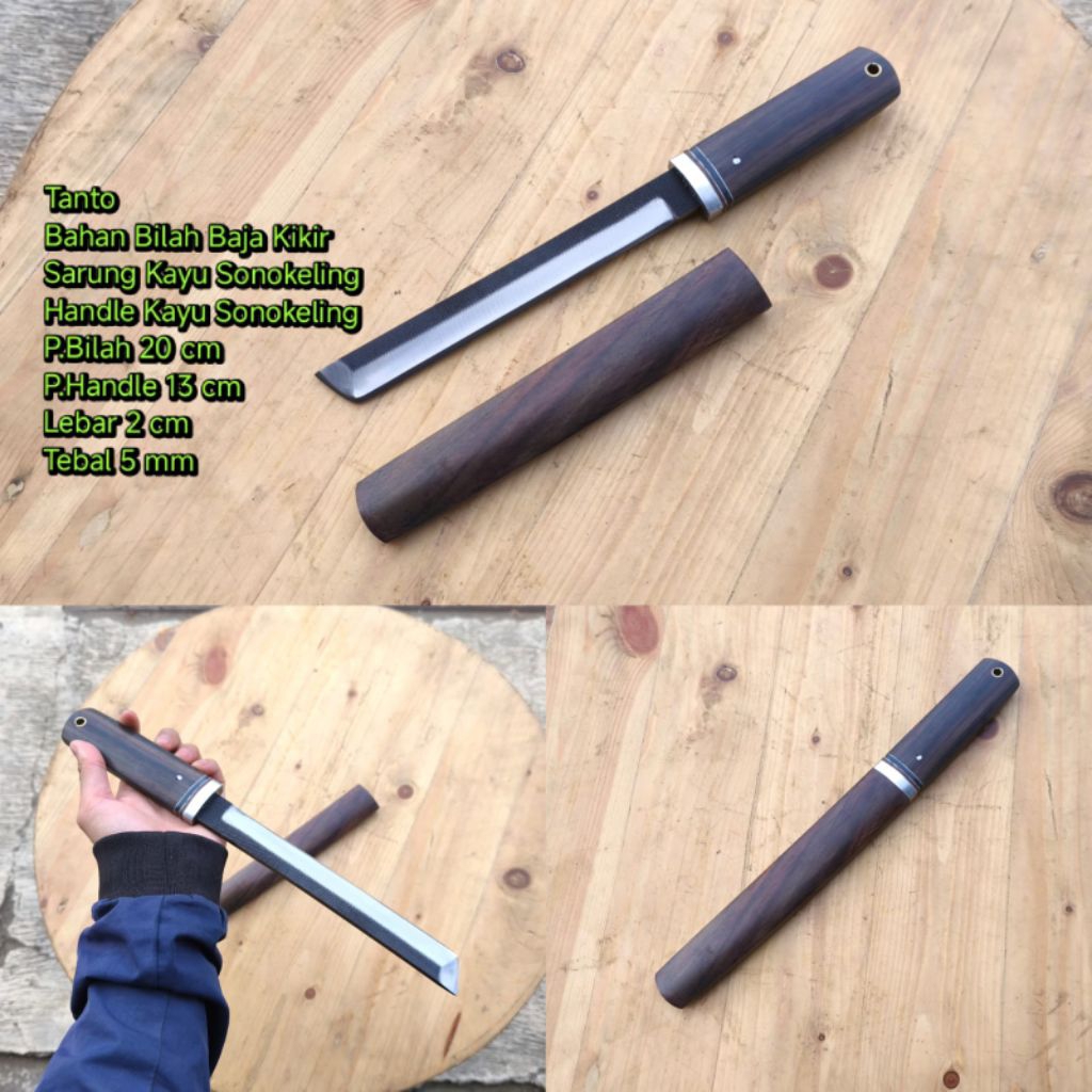 pisau jepang tanto clasik baja kikir custom handmade kayu senokeling elegan