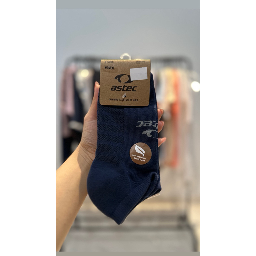 KAOS KAKI ASTEC WANITA RUNNING LOBI LOW CUT SOCKS ASCS0W5UF3MX 3PAIRS ORIGINAL ANTI BACTERIAL