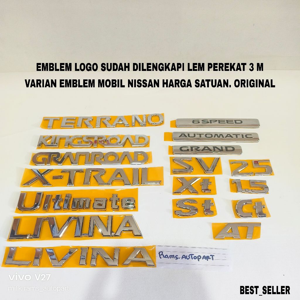 Emblem Logo Tulisan Terrano Kingsroad Granroad Xtrail Ultimate Livina 6Speed Grand SV Xt St Ct AT 2.