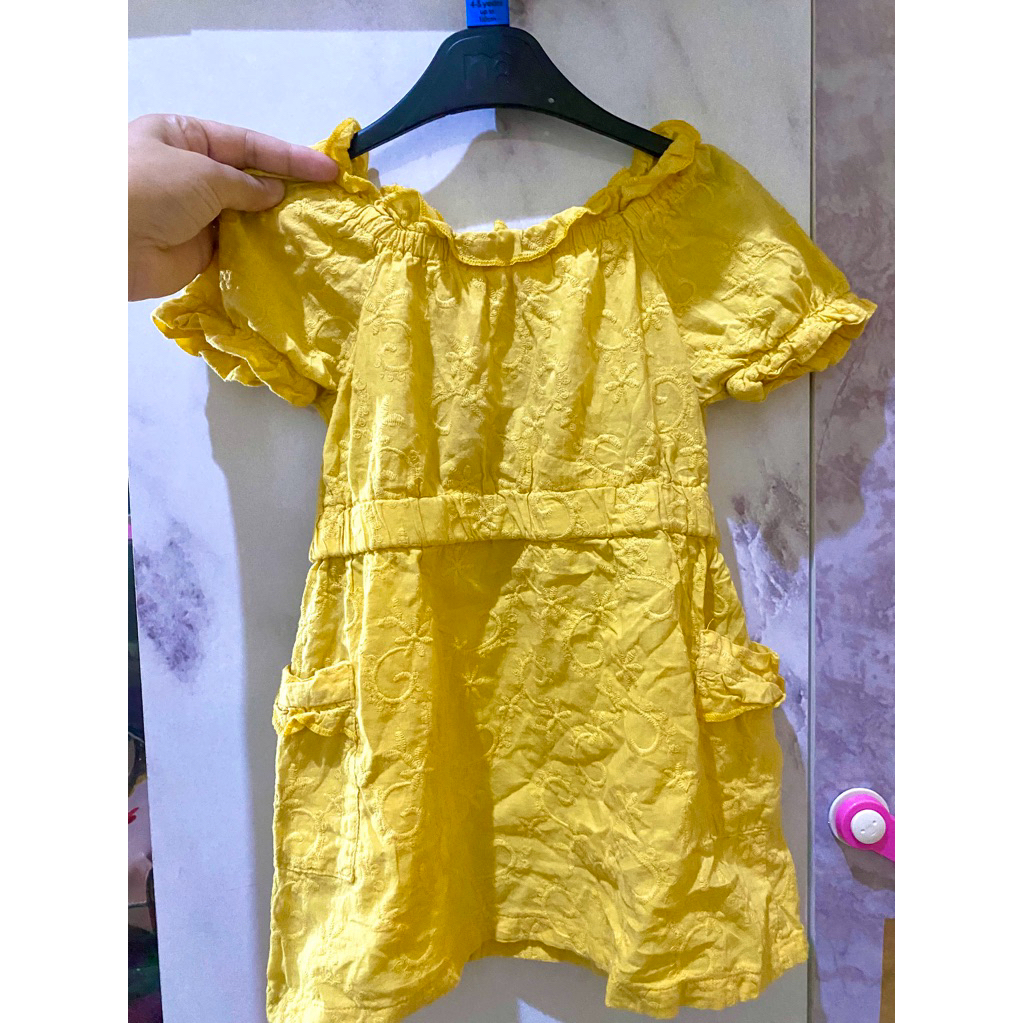 Dress cantik anak perempuan motif timbul brand Elite miss mama