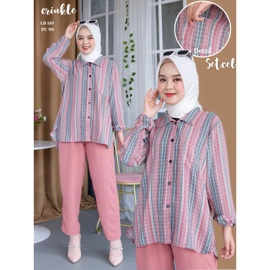 ALUNA SET PIYAMA CRINKLE MOTIF PREMIUM/SETCEL CRINKLE MOTIF KEKINIAN