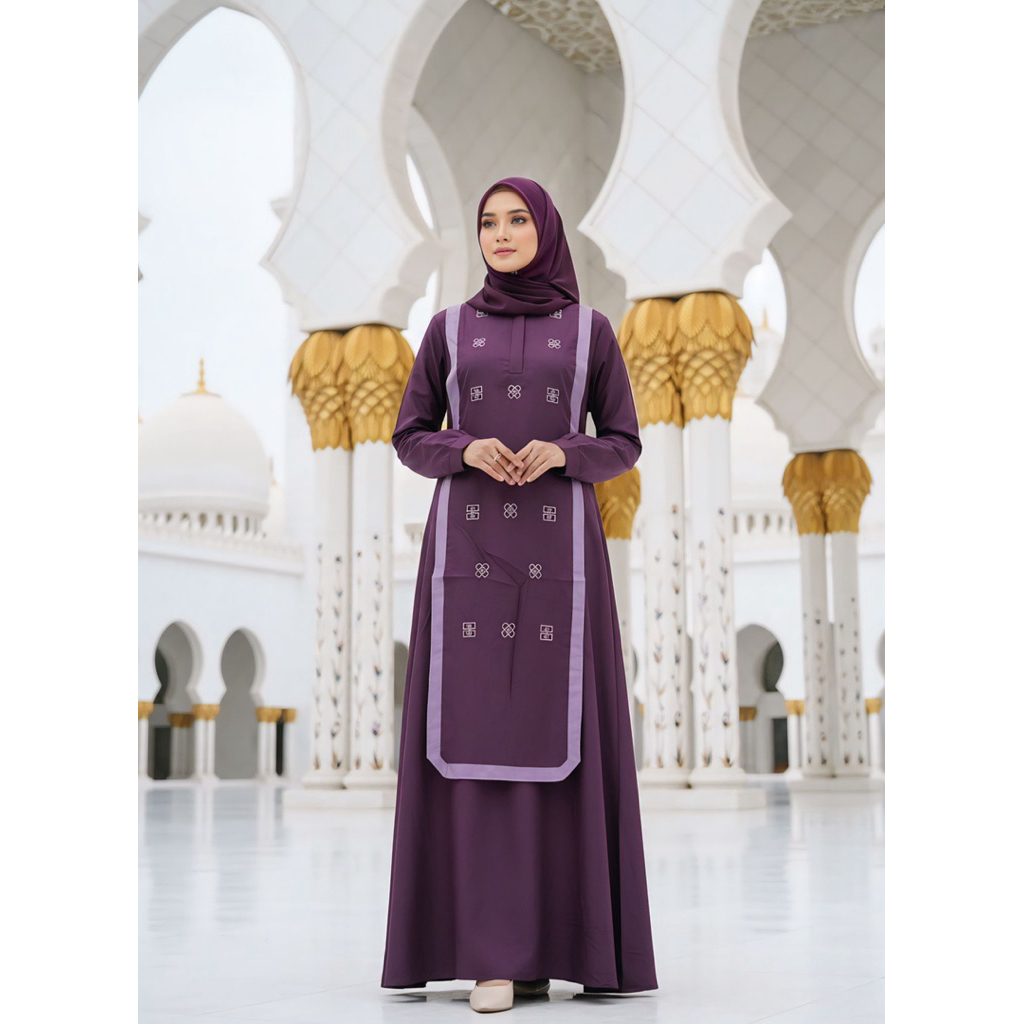 Gamis Elvarra Bordir Bahan Katun Toyobo ORI Guzel/gamismurah/gamisbordir