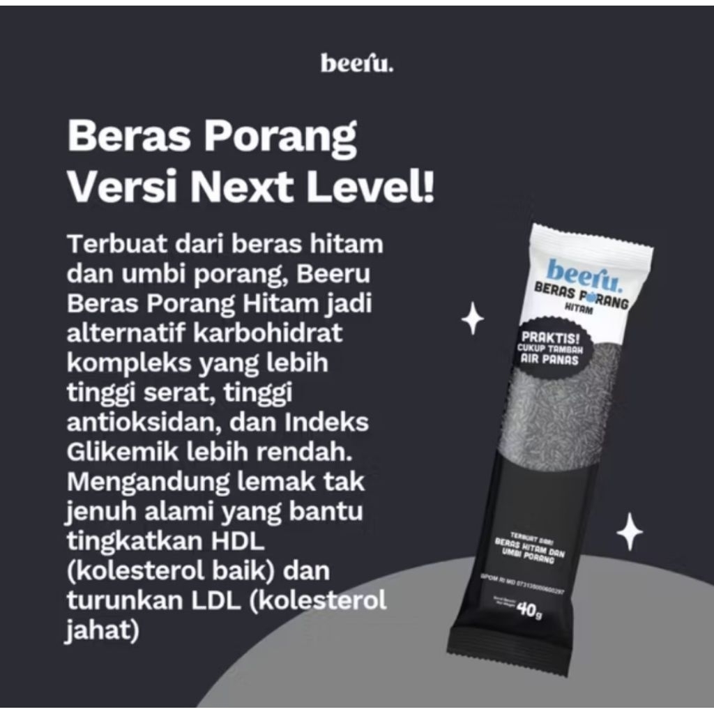 1 Sachet Beeru Beras Porang Hitam (40Gram)