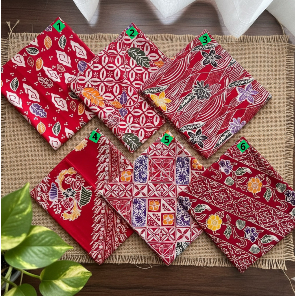 KAIN BATIK CAP WARNA MERAH ORIGINAL ASLI PEKALONGAN
