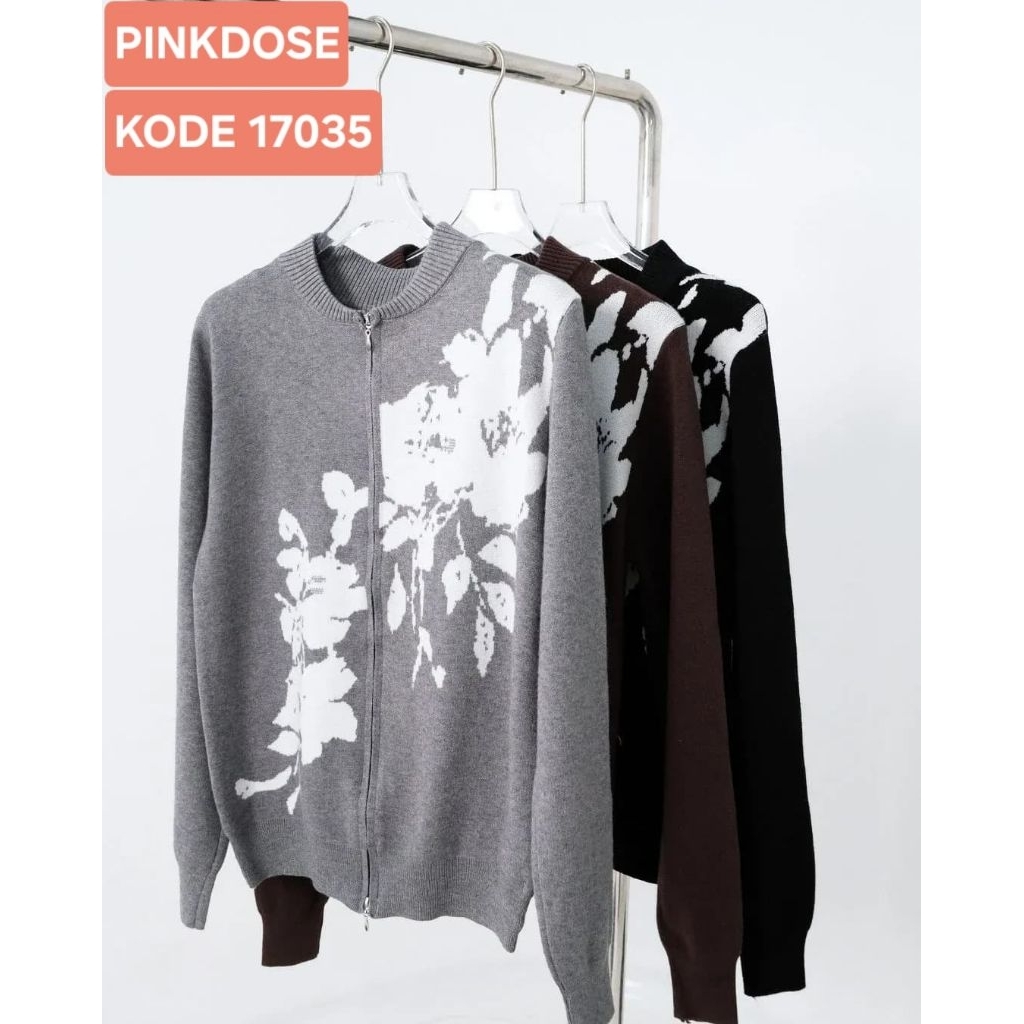 SWEATER RAJUT DOUBLE ZIPPER PINKDOSE