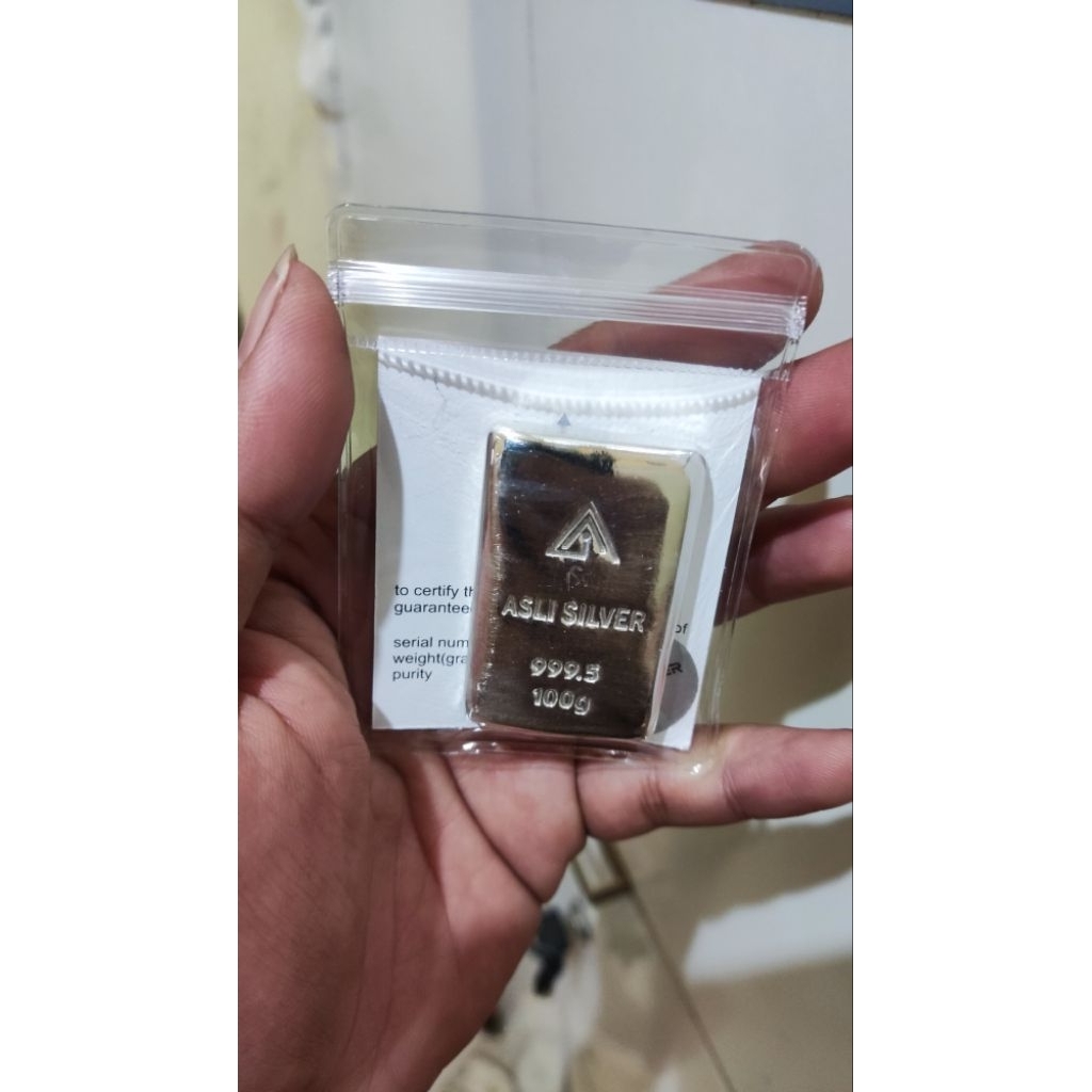 perak murni 99.9 batangan 100gr asli silver