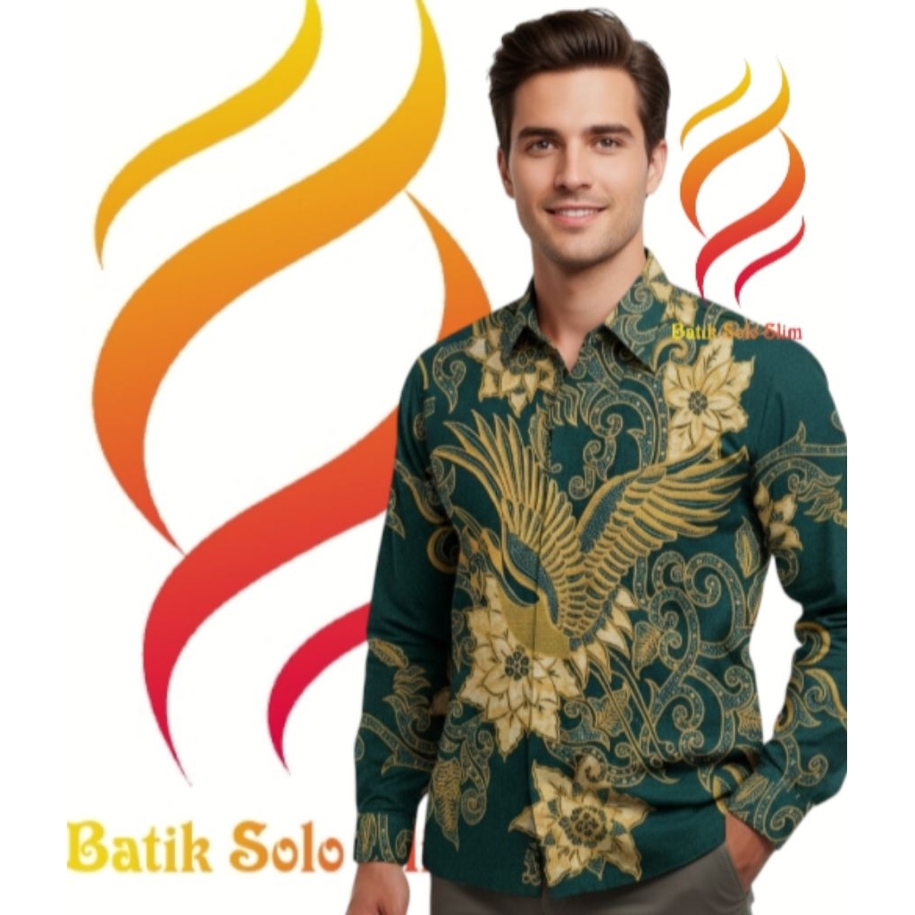 Mliwis Hijau Botol Kemeja Batik Pria Premium Slimfit Full Furing Lengan Panjang