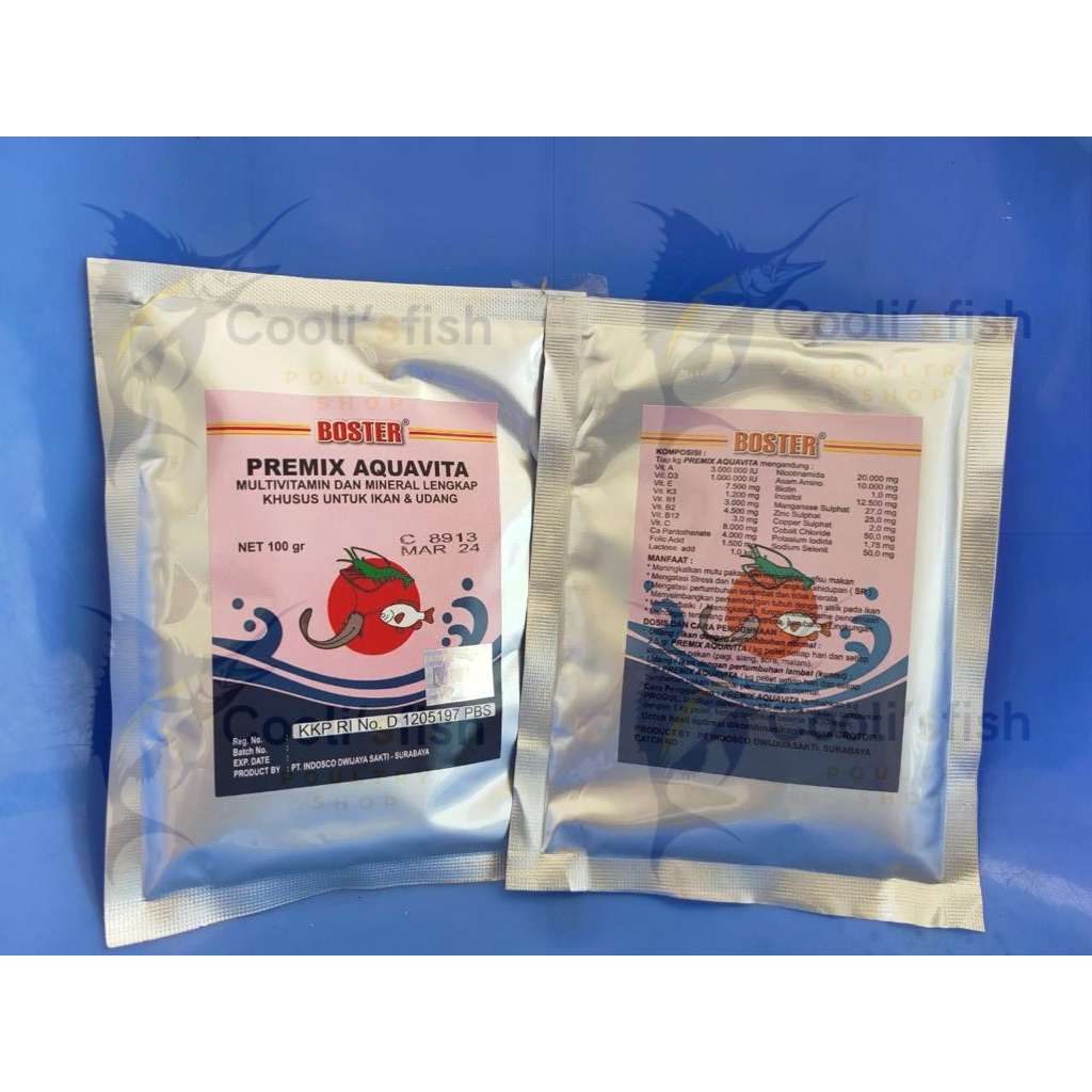 BOSTER PREMIX AQUAVITA 100 gram , premix aquavita multivitamin BOSTER