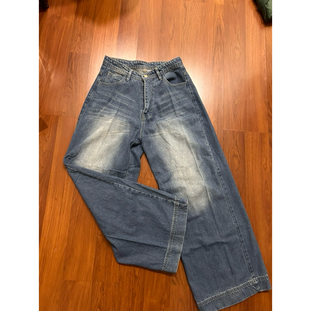 LADOUCE brianna high waist preloved size 27 grey ish blue jeans denim baggy cullote