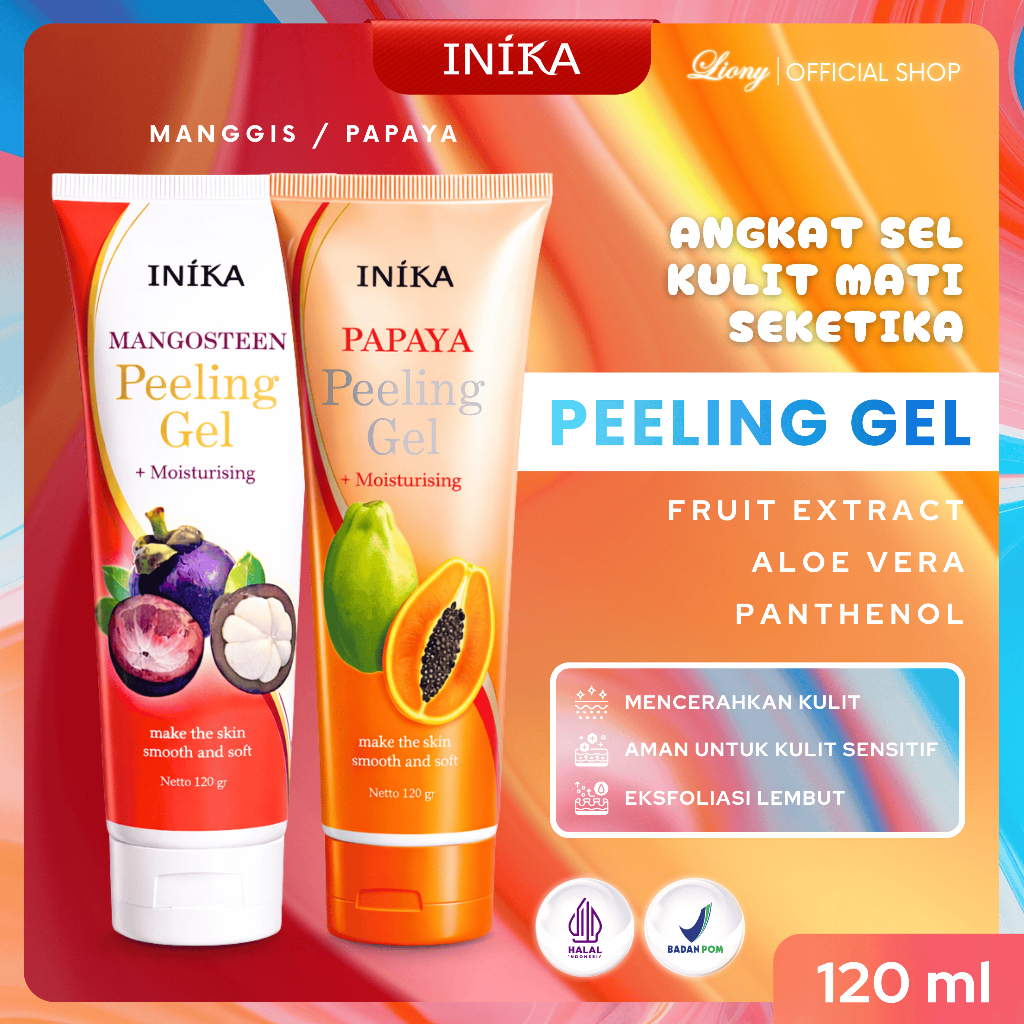 INIKA Peeling Gel 120g | Skin Cleanser Eksfoliasi Perontok Daki dan Ketiak Hitam Bodycare Body Scrub