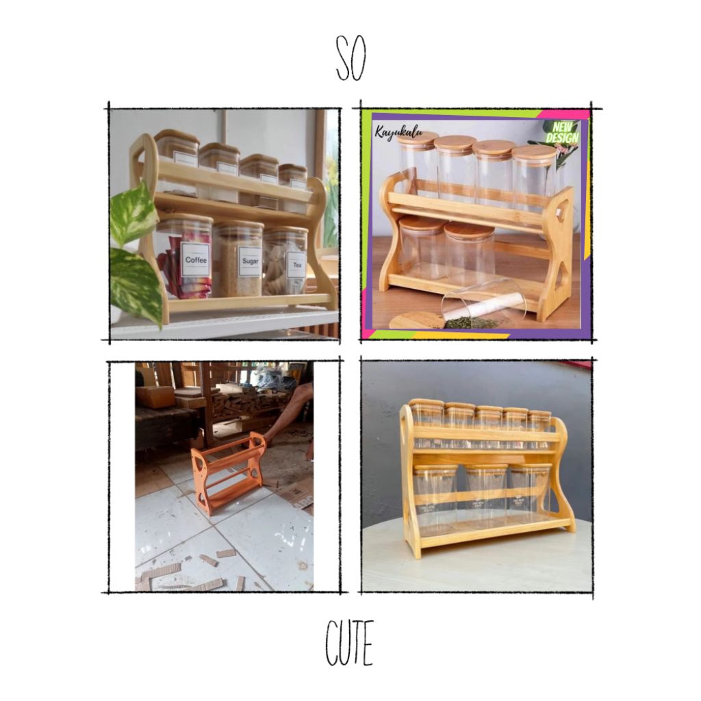 Rak Bumbu Dapur / Rak Bumbu Kayu / Rak Bumbu Susun / Rak Bumbu Dapur Kayu / Rak Bumbu estetik / Rak 