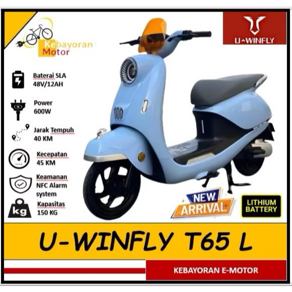 Sepeda Listrik Uwinfly T65 Lithium 600W – Terbaru 2025