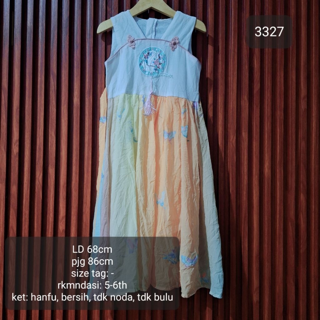 DRESS HANFU KUTUNG ANAK 5-6 TAHUN WARNA OREN MURAH (3327)