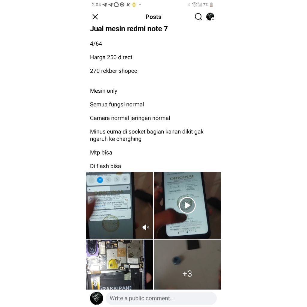 mesin redmi note 7 4/64