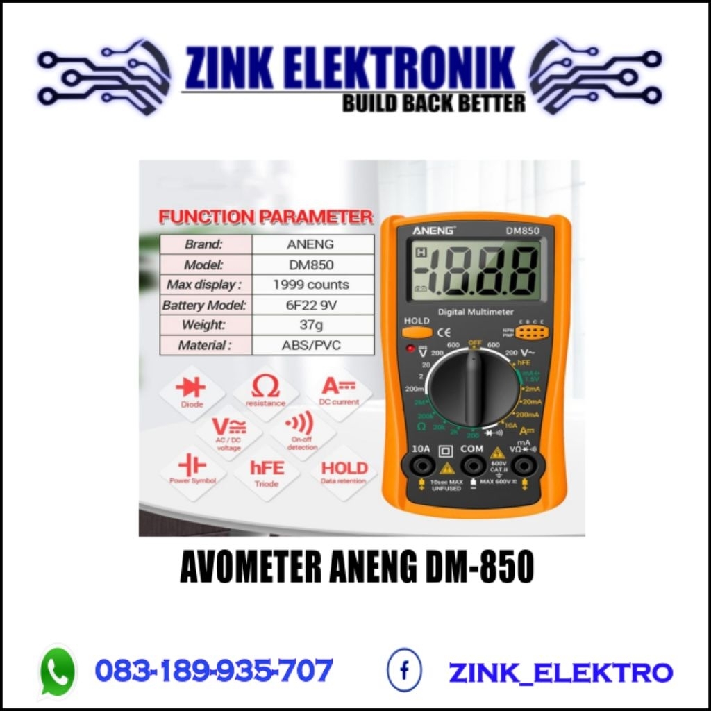 avometer digital Aneng dm850