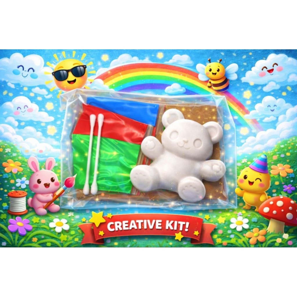 Mainan patung gypsum, mainan anak edukasi, mainan patung gypsum gambar beruang.