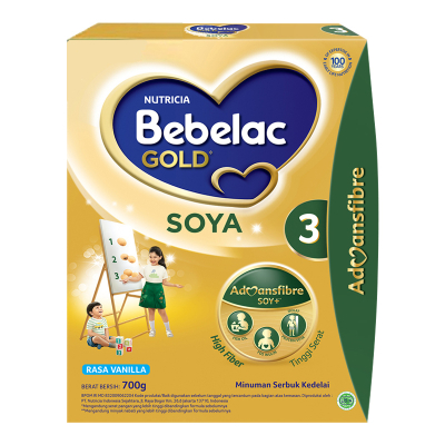 Bebelac Gold Soya 3 Susu Bubuk Pertumbuhan Anak Vanila 700 gram