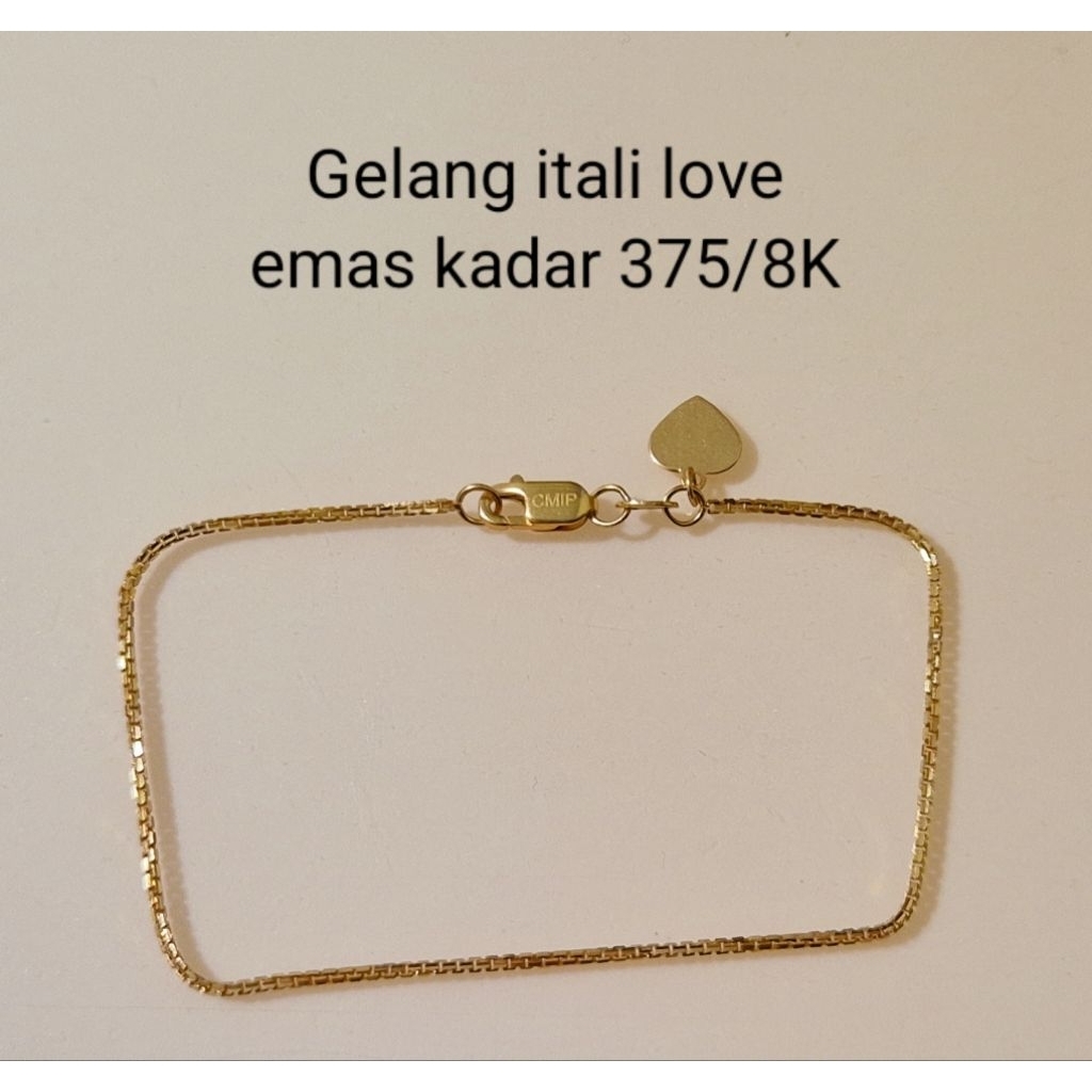 Gelang emas itali love kadar 375/8K