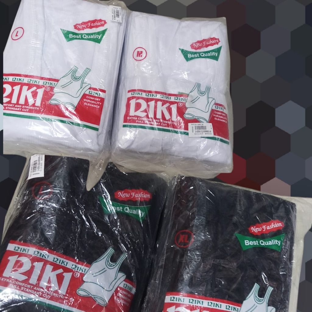 Grosir 1lusin Kaos Dalam Pria Singlet merk RIKi warna putih dan hitam