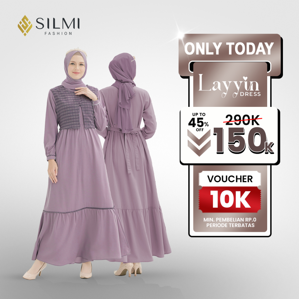 [SILMI] Layyin - Dress Wanita Kekinian Rompi - Gamis Remaja Simple Elegan