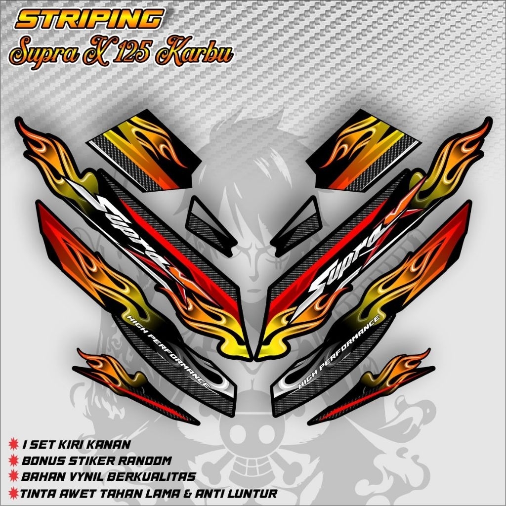 Striping Honda Supra X 125 Batman / Sticker Motor Supra X 125 Karbu ,Fi Tahun 2008, 2009, 2010, 2011