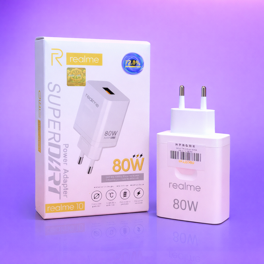 Adaptor Realme Charger 80W Super VOOC - Batok Fast Charging Casan Realme Narzo 50 5G Super VOOC
