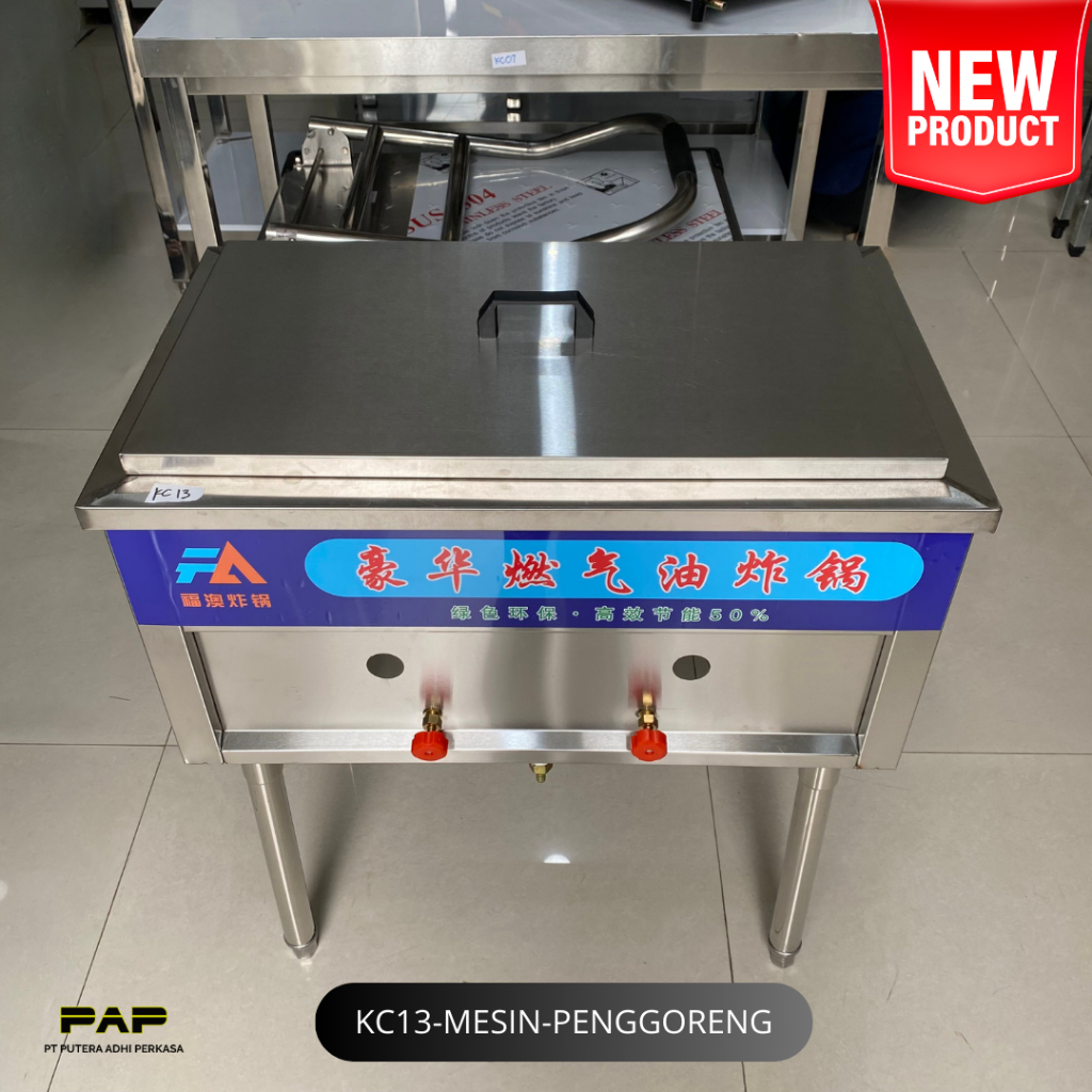 Mesin Penggoreng Standing Kaki Deep Fryer Gas 2 Tungku Stainless Kapasitas 40 liter Perlengkapan Dap